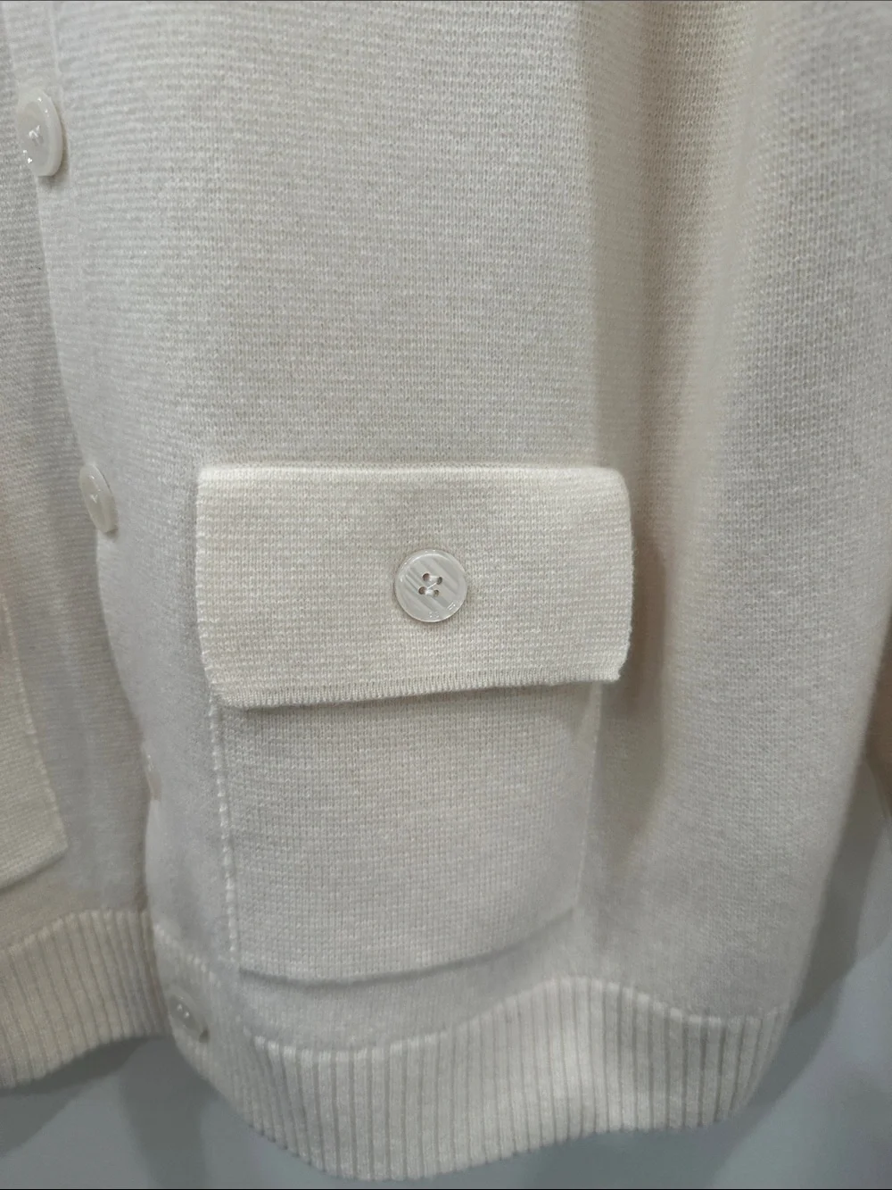 Cream Button-Front Men's Sweater Cardigan